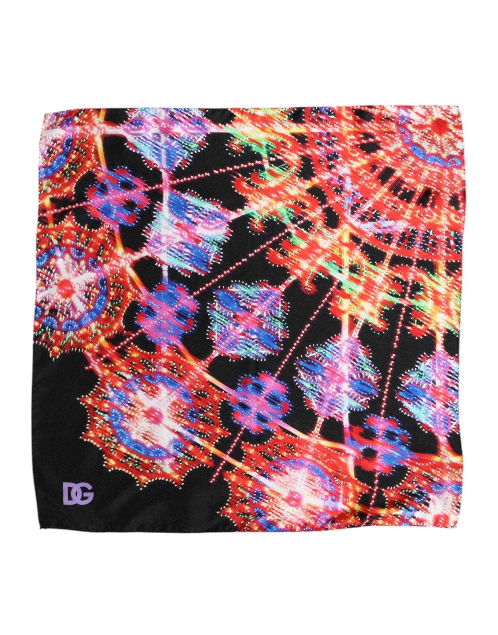 Dolce & Gabbana Black Multicolor Print Square Foulard Scarf – par Dolce & Gabbana | Disponible sur Sandy Store ByNet