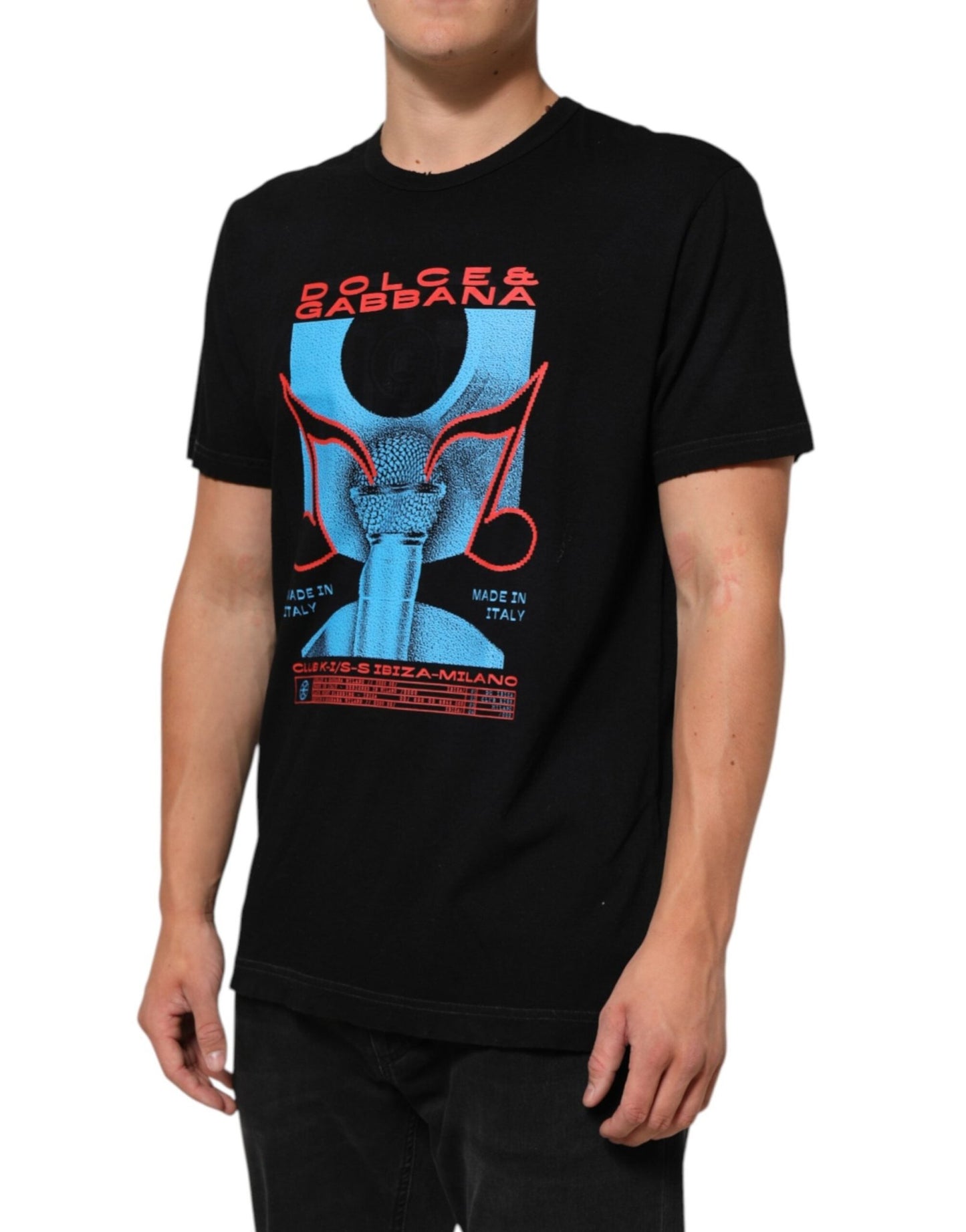 Dolce & Gabbana Black Musical Print Cotton Crew Neck T-shirt – IT54 | XL par Dolce & Gabbana | Disponible sur Sandy Store ByNet