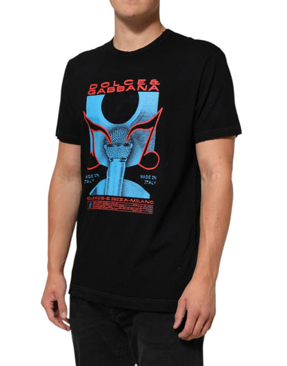 Dolce & Gabbana Black Musical Print Cotton Crew Neck T-shirt – IT54 | XL par Dolce & Gabbana | Disponible sur Sandy Store ByNet