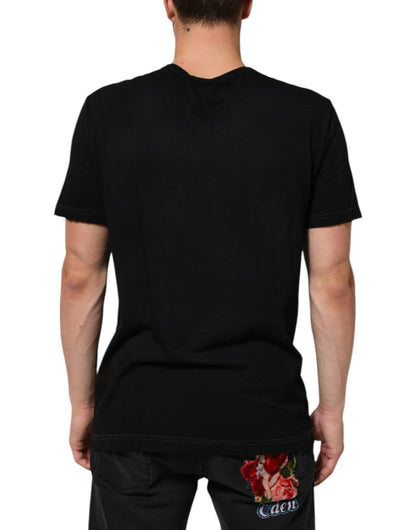 Dolce & Gabbana Black Musical Print Cotton Crew Neck T-shirt – IT54 | XL par Dolce & Gabbana | Disponible sur Sandy Store ByNet
