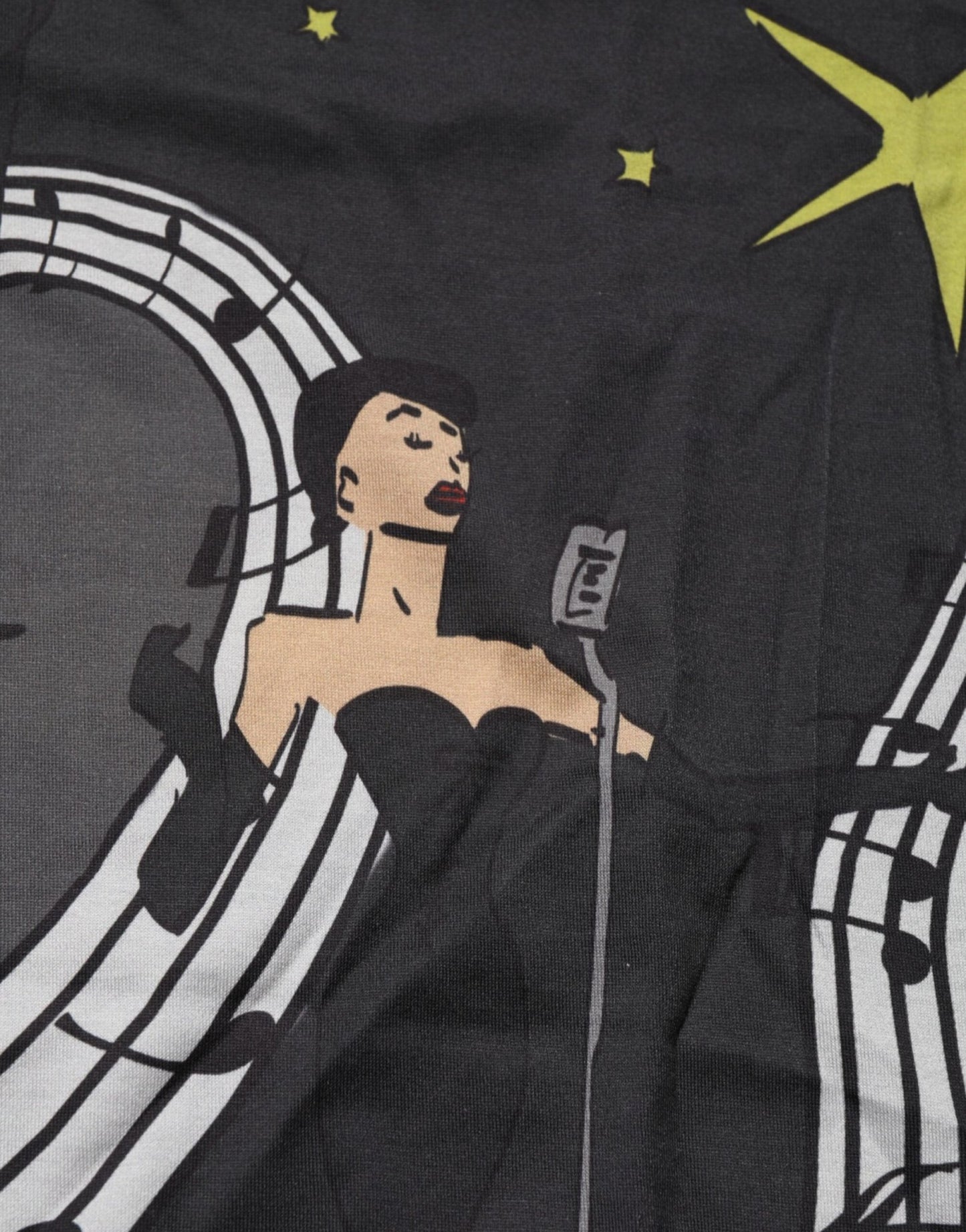 Dolce & Gabbana Black Musical Print Cotton Crew Neck T-shirt – IT54 | XL par Dolce & Gabbana | Disponible sur Sandy Store ByNet
