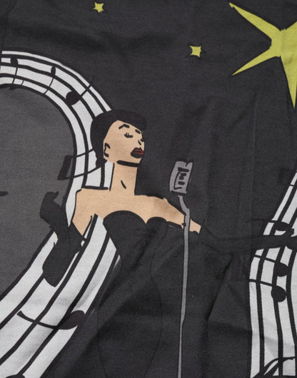 Dolce & Gabbana Black Musical Print Cotton Crew Neck T-shirt – IT54 | XL par Dolce & Gabbana | Disponible sur Sandy Store ByNet