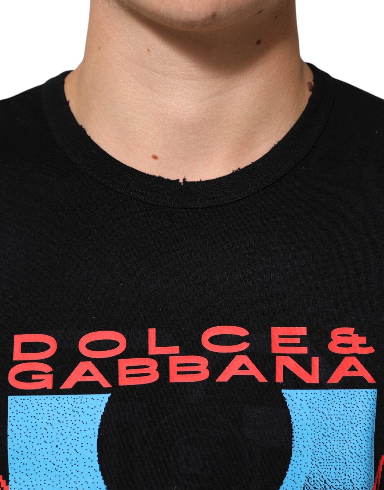 Dolce & Gabbana Black Musical Print Cotton Crew Neck T-shirt – IT54 | XL par Dolce & Gabbana | Disponible sur Sandy Store ByNet