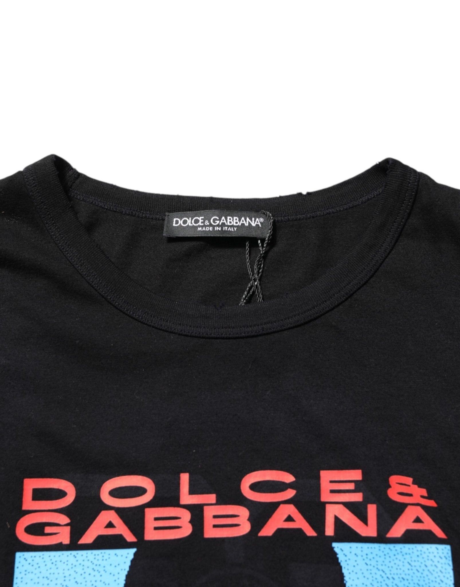 Dolce & Gabbana Black Musical Print Cotton Crew Neck T-shirt – IT54 | XL par Dolce & Gabbana | Disponible sur Sandy Store ByNet