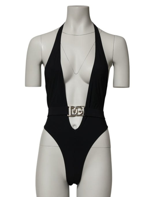 Dolce & Gabbana Black Nylon Deep V - Neck One Piece Swimwear – IT1 | XS par Dolce & Gabbana | Disponible sur Sandy Store ByNet