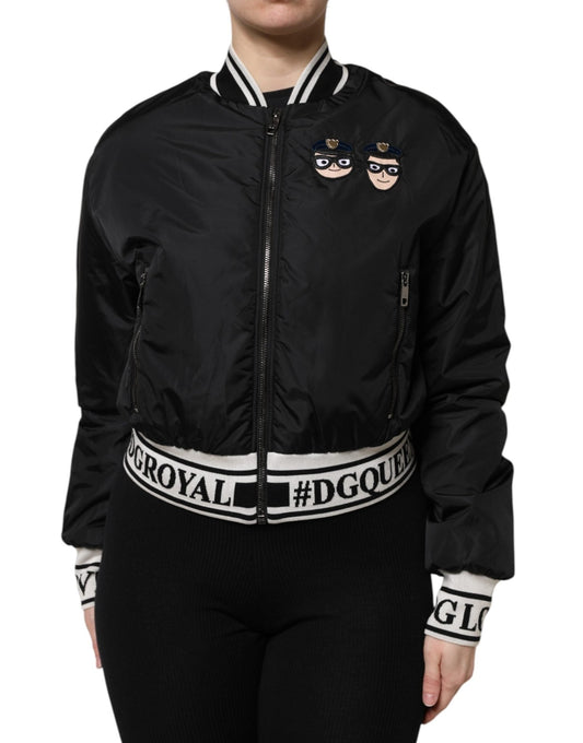 Dolce & Gabbana Black Nylon DGFamily Full Zip Bomber Jacket – IT38 | XS par Dolce & Gabbana | Disponible sur Sandy Store ByNet