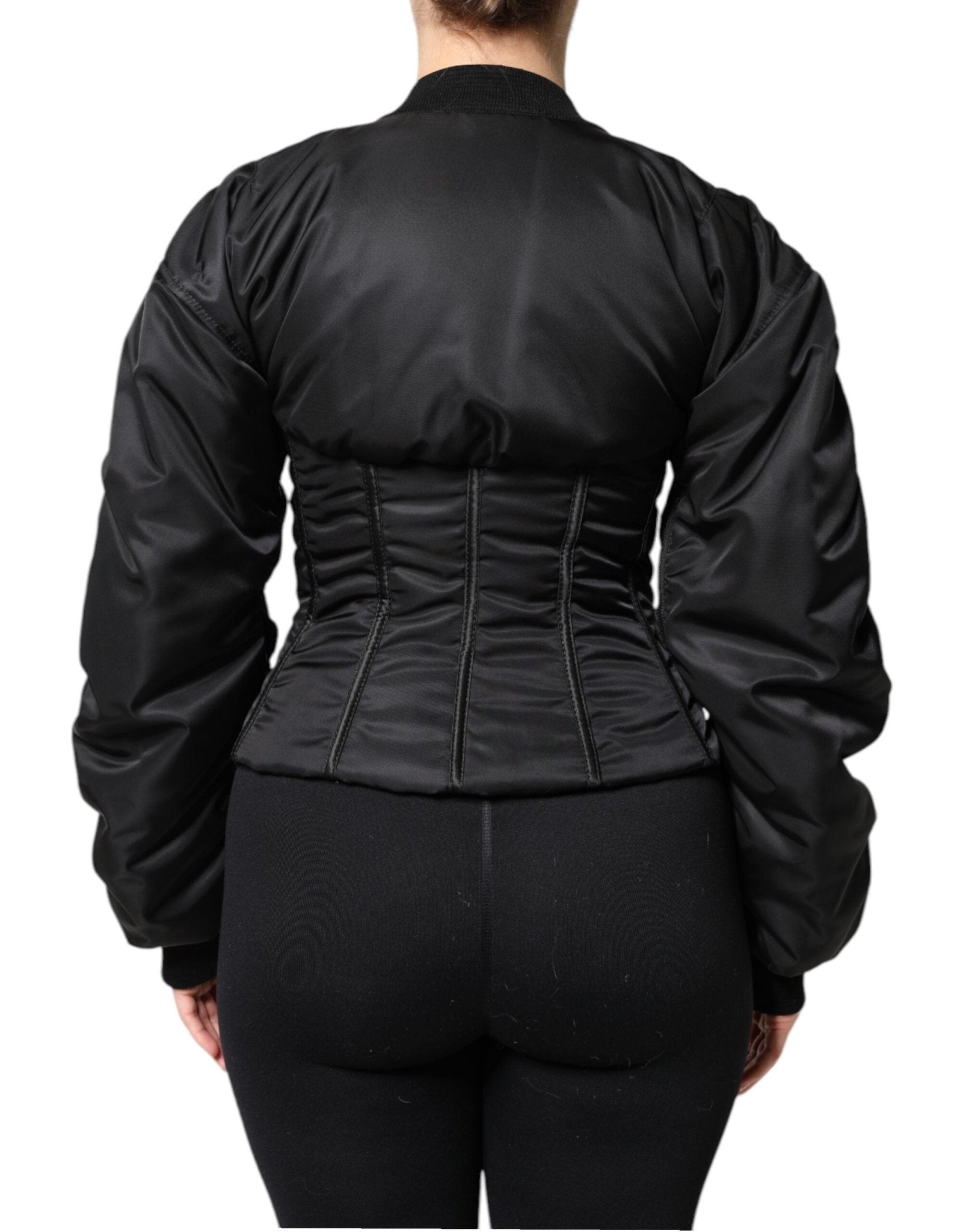 Dolce & Gabbana Black Nylon Full Zip Bustier Corset Jacket - Sandy Store ByNet