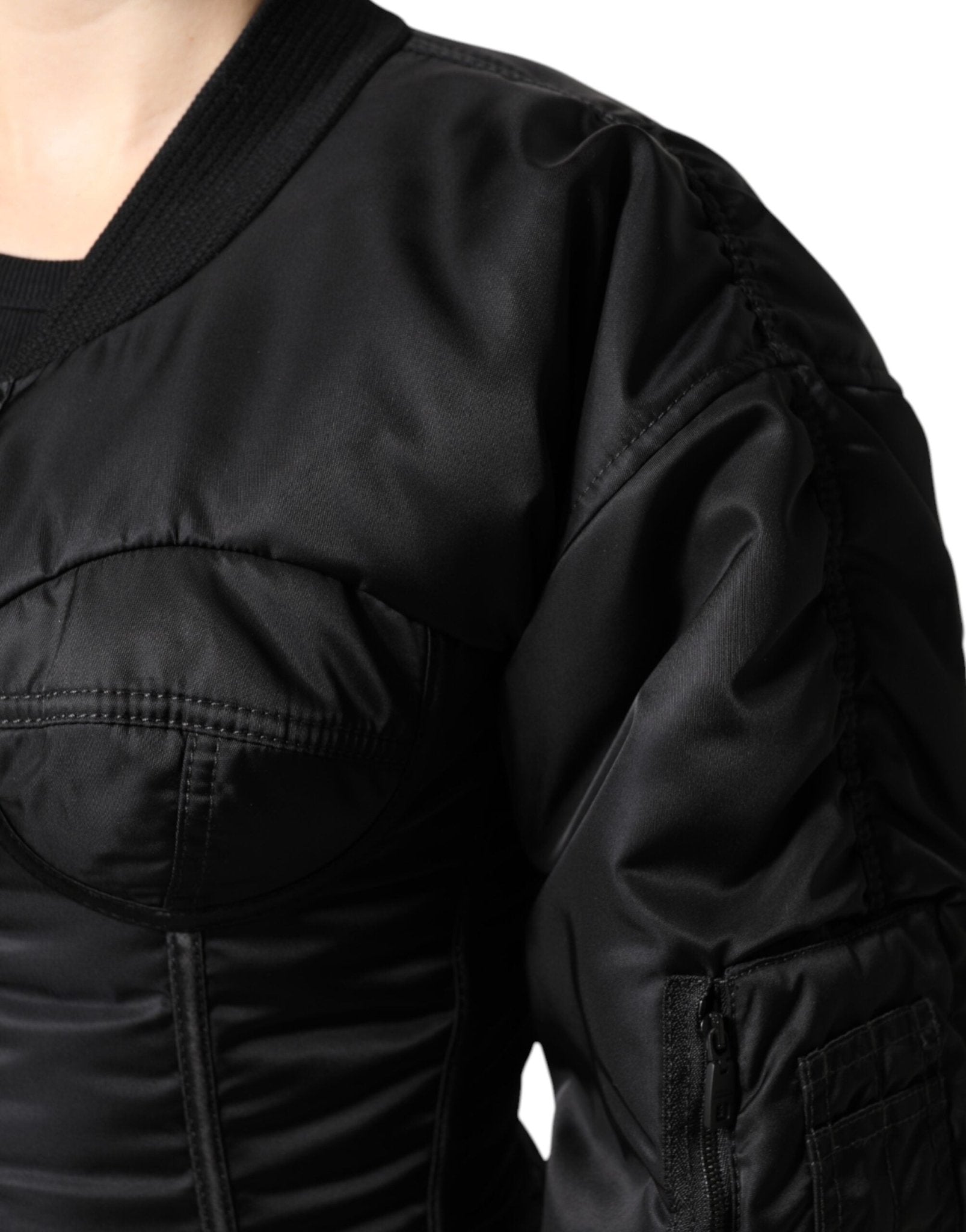 Dolce & Gabbana Black Nylon Full Zip Bustier Corset Jacket - Sandy Store ByNet