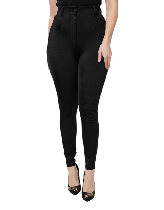 Dolce & Gabbana Black Nylon High Waist Slim Fit Pants – IT38 | XS par Dolce & Gabbana | Disponible sur Sandy Store ByNet