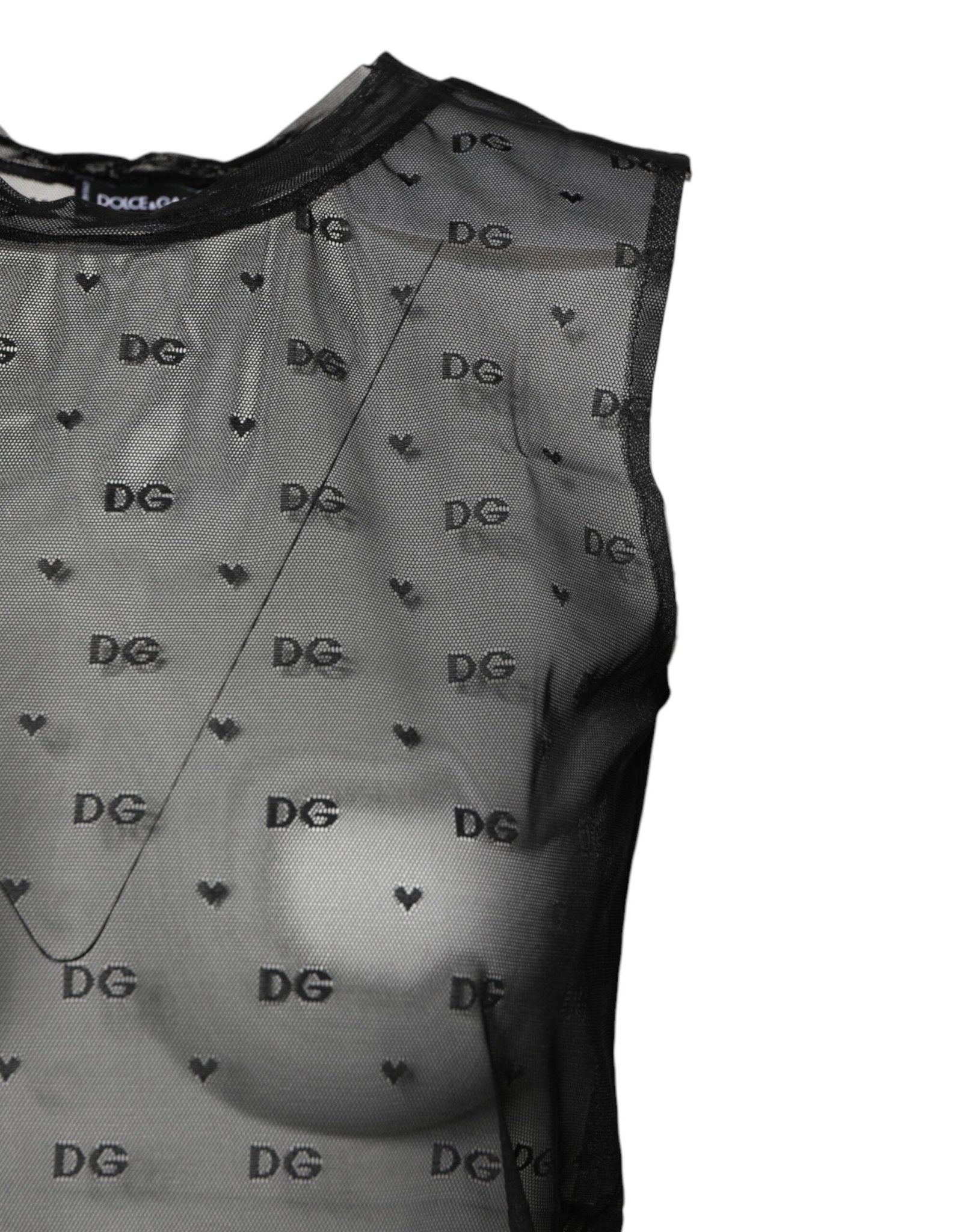 Dolce & Gabbana Black Nylon Logo Monogram Sleeveless Tank Top - Sandy Store ByNet