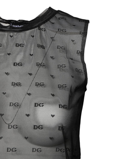 Dolce & Gabbana Black Nylon Logo Monogram Sleeveless Tank Top - Sandy Store ByNet