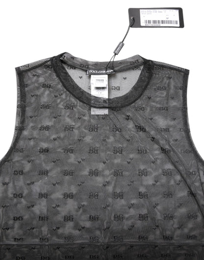 Dolce & Gabbana Black Nylon Logo Monogram Sleeveless Tank Top - Sandy Store ByNet