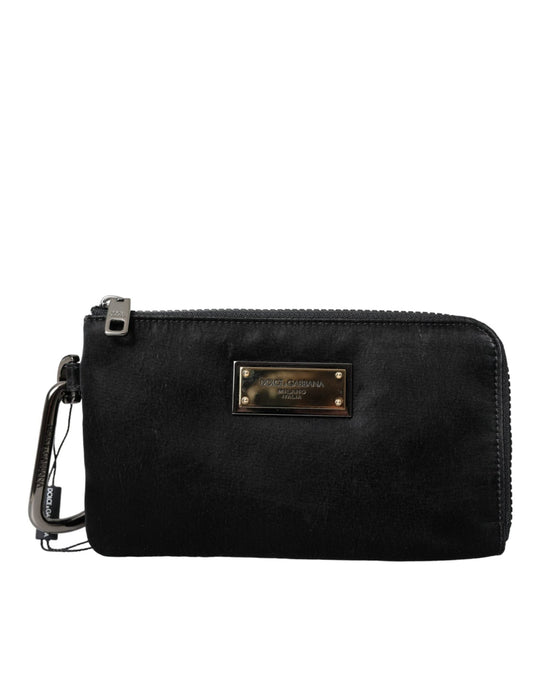 Dolce & Gabbana Black Nylon Logo Plaque Keyring Pouch Clutch Bag - Sandy Store ByNet