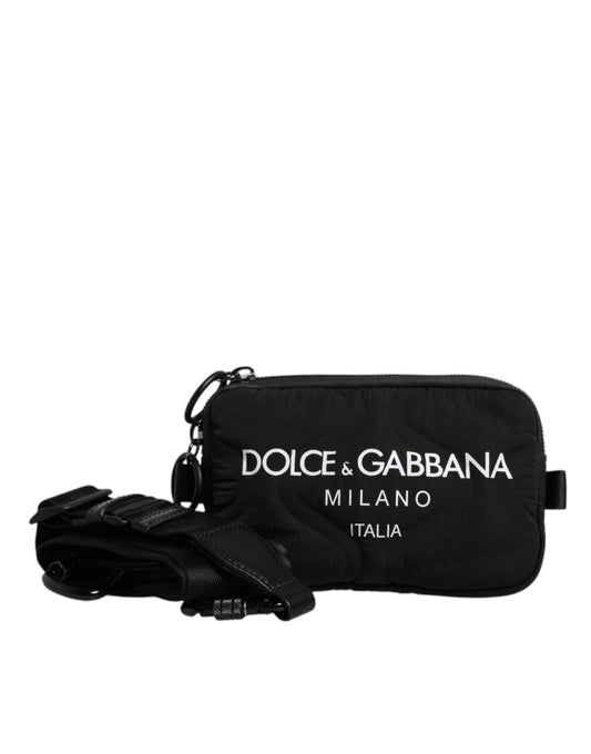 Dolce & Gabbana Black Nylon Logo Purse Crossbody Sling Bag - Sandy Store ByNet