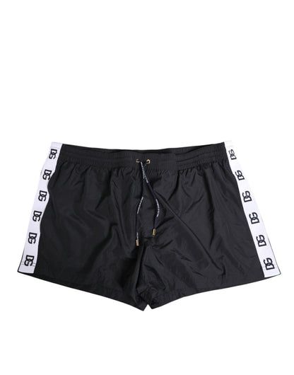 Dolce & Gabbana Black Nylon Side Logo Tape Shorts Swimwear – IT7 | XL par Dolce & Gabbana | Disponible sur Sandy Store ByNet