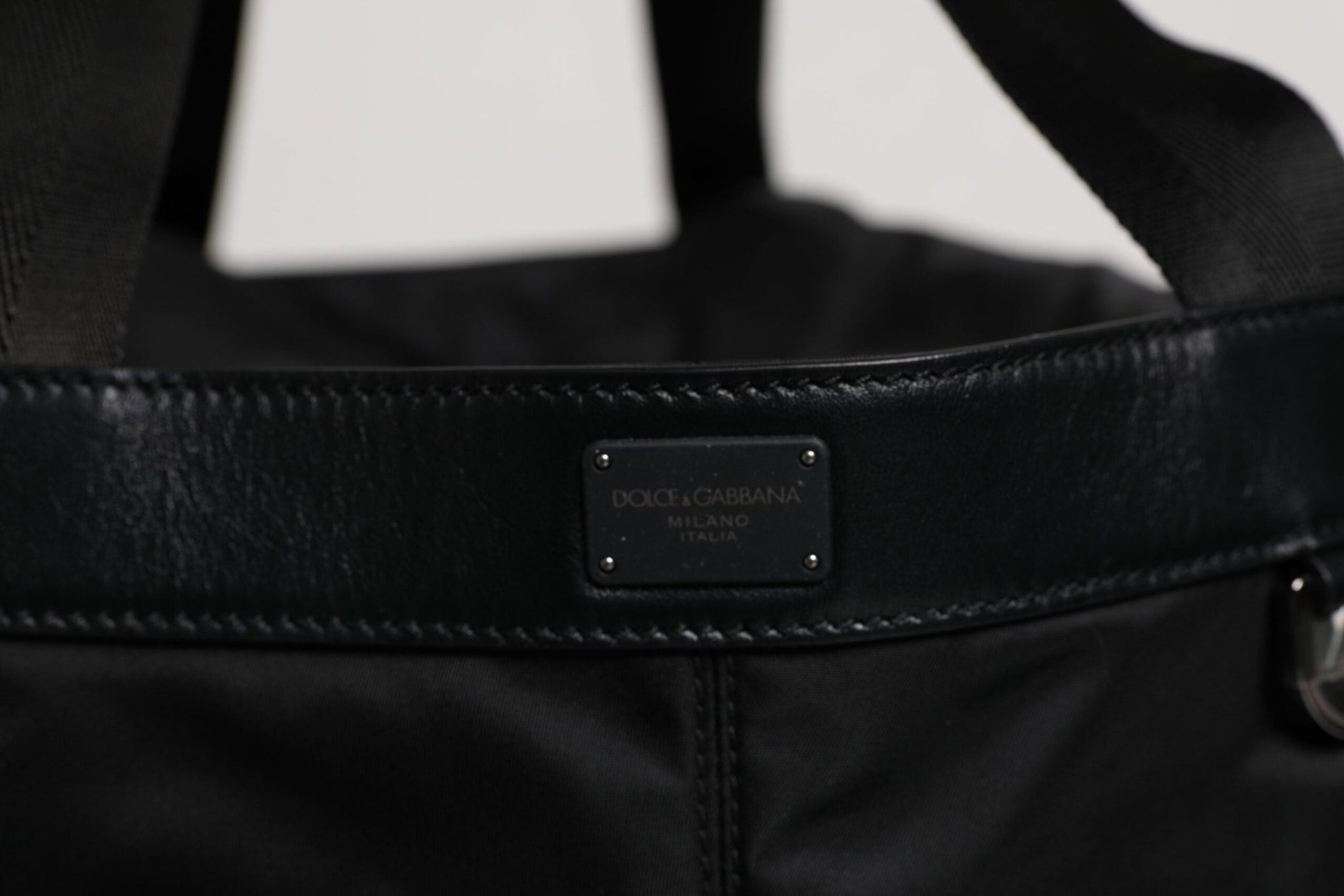 Dolce & Gabbana Black Nylon White Iconic Logo Shoulder Bucket Bag - Sandy Store ByNet