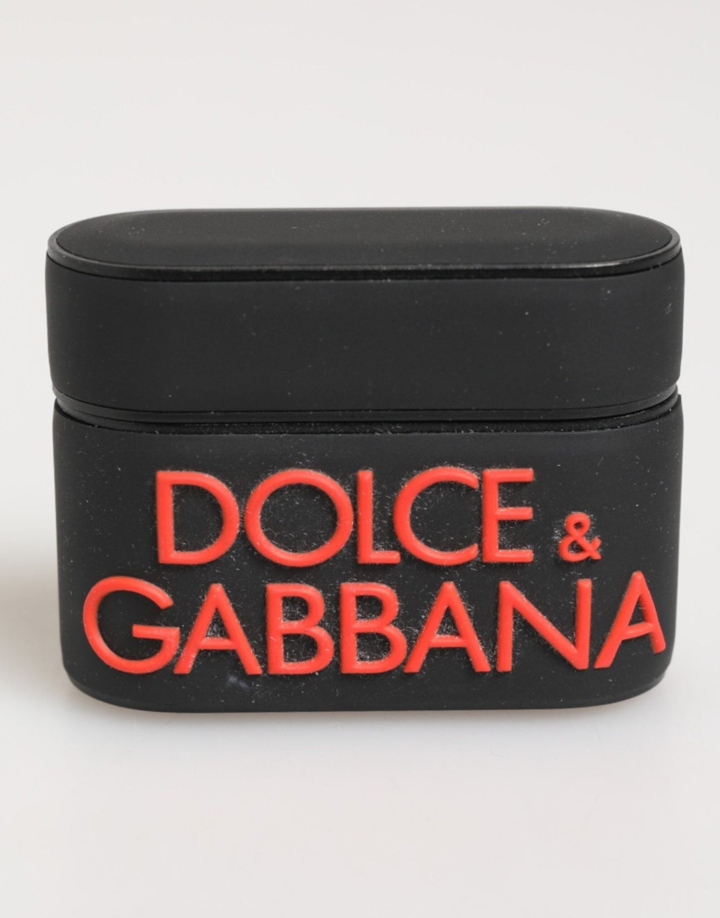 Dolce & Gabbana Black Orange Rubber Logo Embossed Accessory Airpods Case – par Dolce & Gabbana | Disponible sur Sandy Store ByNet