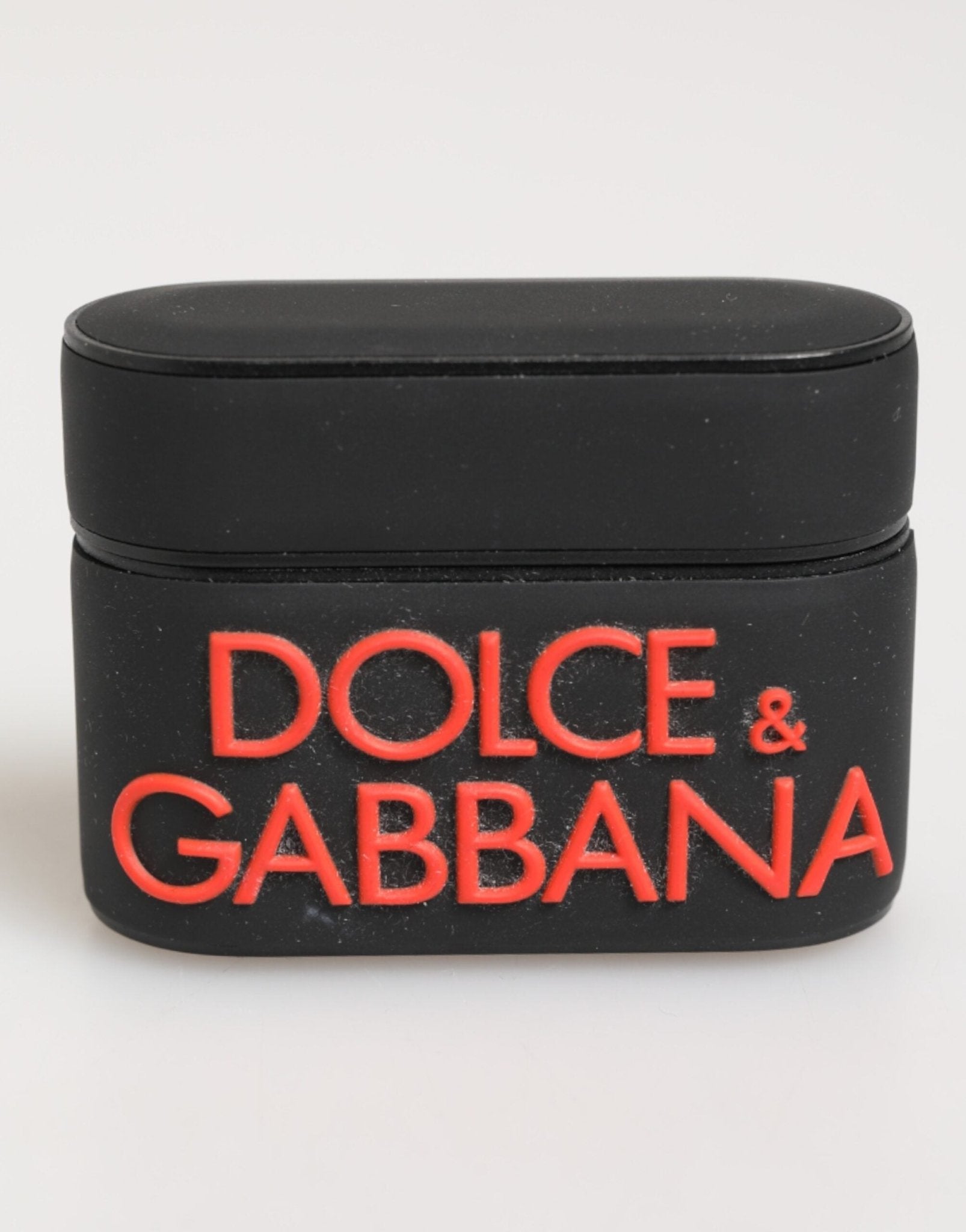 Dolce & Gabbana Black Orange Rubber Logo Embossed Accessory Airpods Case – par Dolce & Gabbana | Disponible sur Sandy Store ByNet