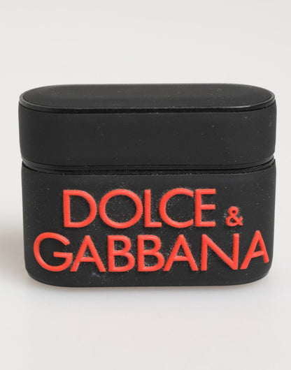 Dolce & Gabbana Black Orange Rubber Logo Embossed Accessory Airpods Case – par Dolce & Gabbana | Disponible sur Sandy Store ByNet