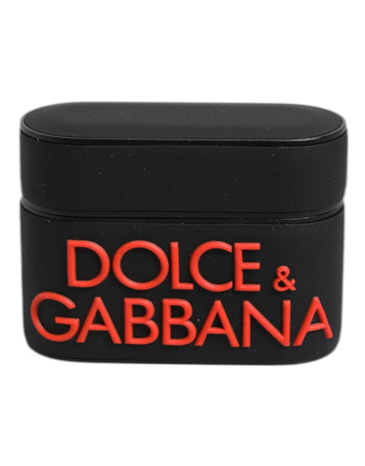 Dolce & Gabbana Black Orange Silicone Embossed Logo Airpods Case – par Dolce & Gabbana | Disponible sur Sandy Store ByNet