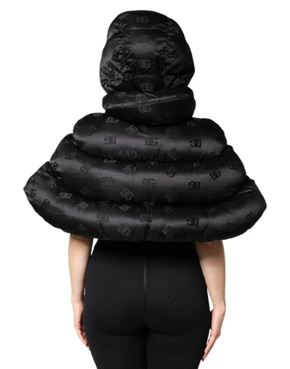 Dolce & Gabbana Black Padded Puffer Hooded Full Zip Cropped Jacket - Sandy Store ByNet