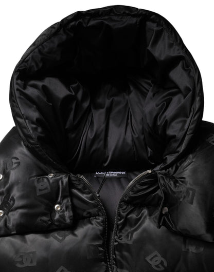 Dolce & Gabbana Black Padded Puffer Hooded Full Zip Cropped Jacket - Sandy Store ByNet