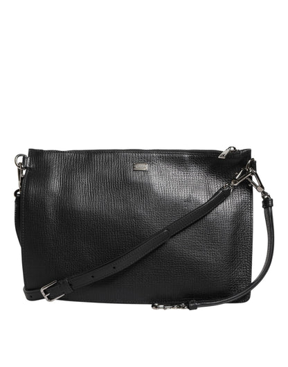 Dolce & Gabbana Black Palmellato Leather Logo Plaque Shoulder Borse Bag – par Dolce & Gabbana | Disponible sur Sandy Store ByNet