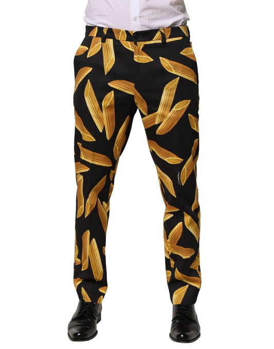 Dolce & Gabbana Black Pasta Print Tapered Men Pants – IT44 | XS par Dolce & Gabbana | Disponible sur Sandy Store ByNet