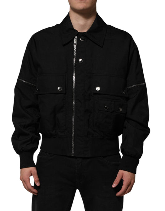 Dolce & Gabbana Black Patch Pocket Full Zip Bomber Jacket – IT50 | L par Dolce & Gabbana | Disponible sur Sandy Store ByNet
