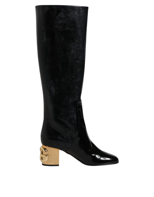 Dolce & Gabbana Black Patent Leather Vally High Boots Shoes - Sandy Store ByNet
