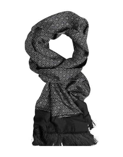 Dolce & Gabbana Black Patterned Fringes Men Foulard Scarf – par Dolce & Gabbana | Disponible sur Sandy Store ByNet