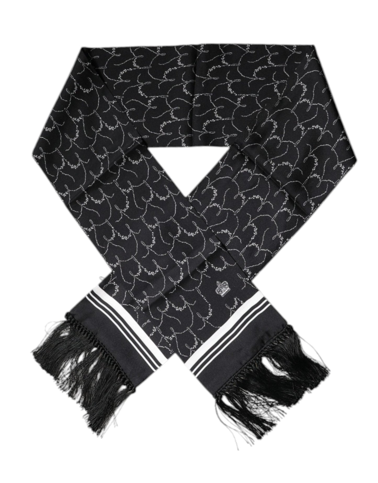 Dolce & Gabbana Black Patterned Skinny Fringes Shawl Scarf – par Dolce & Gabbana | Disponible sur Sandy Store ByNet