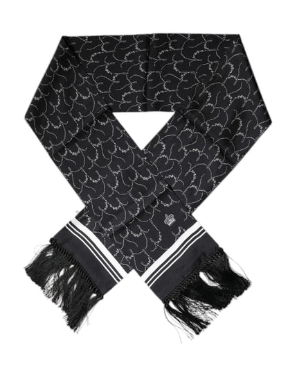 Dolce & Gabbana Black Patterned Skinny Fringes Shawl Scarf – par Dolce & Gabbana | Disponible sur Sandy Store ByNet