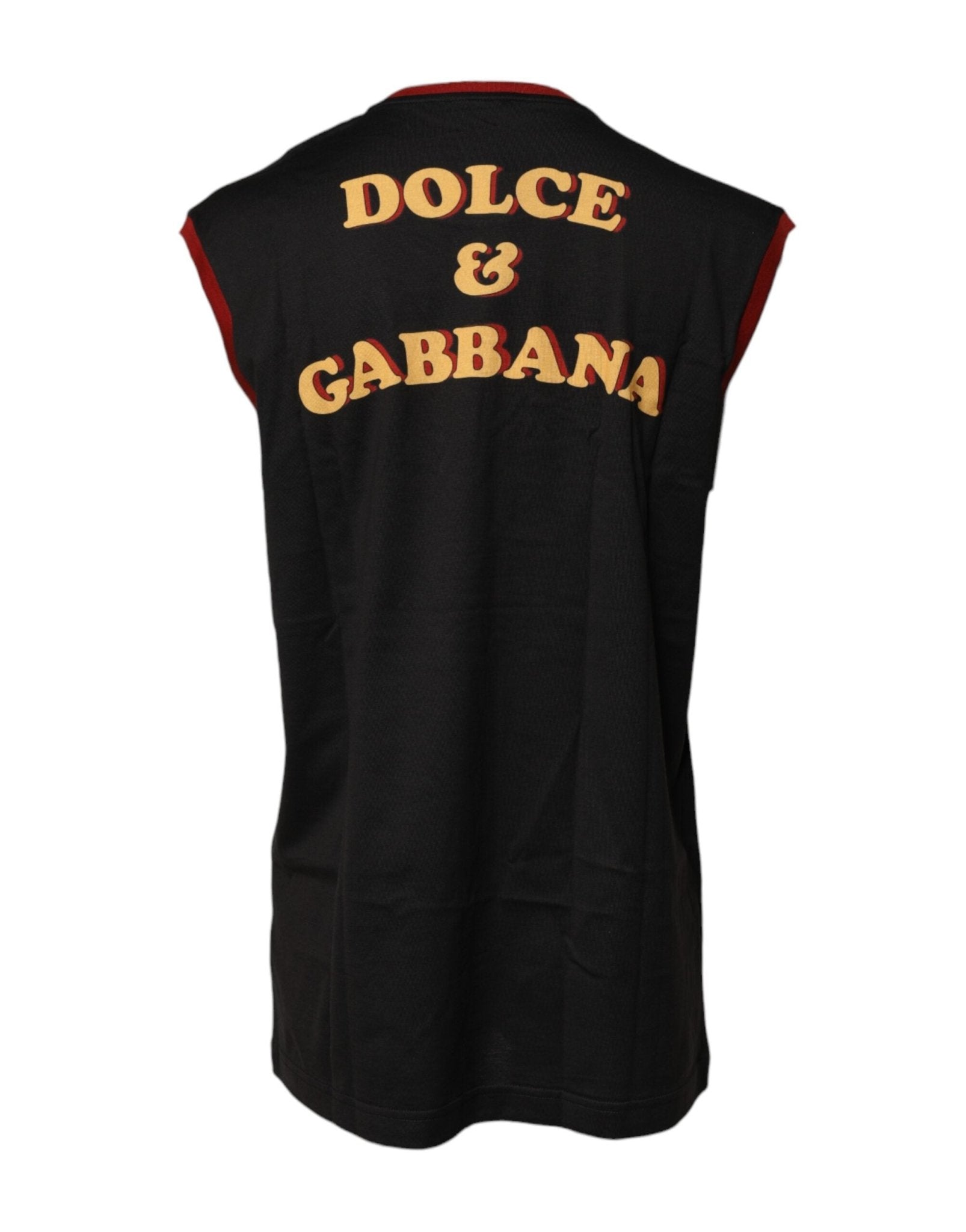 Dolce & Gabbana Black Pin Up Cotton Round Neckline Tank Top - Sandy Store ByNet