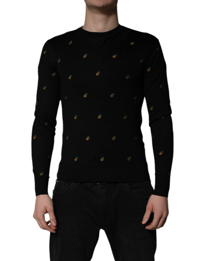 Dolce & Gabbana Black Pineapple Crew Neck Pullover Sweater – IT44 | XS par Dolce & Gabbana | Disponible sur Sandy Store ByNet