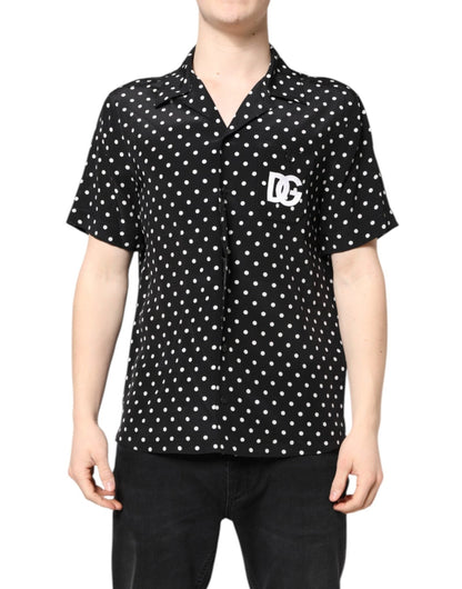 Dolce & Gabbana Black Polka Dot Short Sleeves Casual Shirt – IT38 | XS par Dolce & Gabbana | Disponible sur Sandy Store ByNet