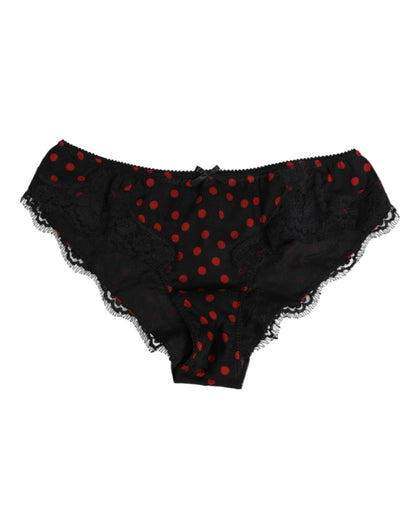 Dolce & Gabbana Black Polka Dotted Silk Low Waist Panty Underwear – IT3 | M par Dolce & Gabbana | Disponible sur Sandy Store ByNet