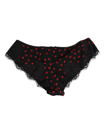Dolce & Gabbana Black Polka Dotted Silk Low Waist Panty Underwear – IT3 | M par Dolce & Gabbana | Disponible sur Sandy Store ByNet