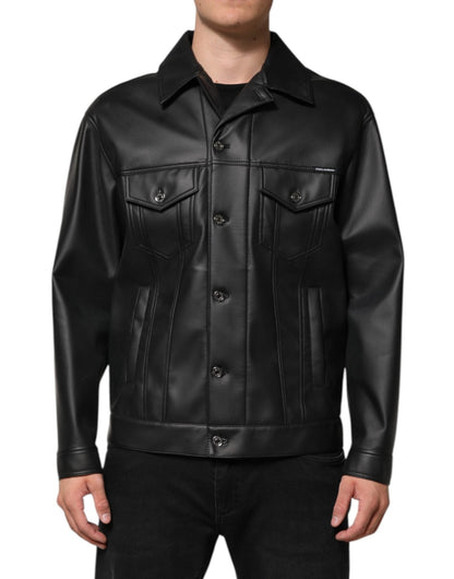 Dolce & Gabbana Black Polyester Button Down Biker Jacket – IT48 | M par Dolce & Gabbana | Disponible sur Sandy Store ByNet