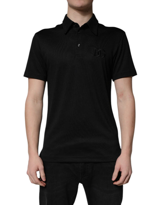 Dolce & Gabbana Black Polyester DG Logo Collared Polo T-shirt – IT44 | XS par Dolce & Gabbana | Disponible sur Sandy Store ByNet