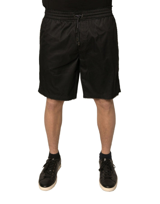 Dolce & Gabbana Black Polyester Jersey Mid Waist Shorts - Sandy Store ByNet