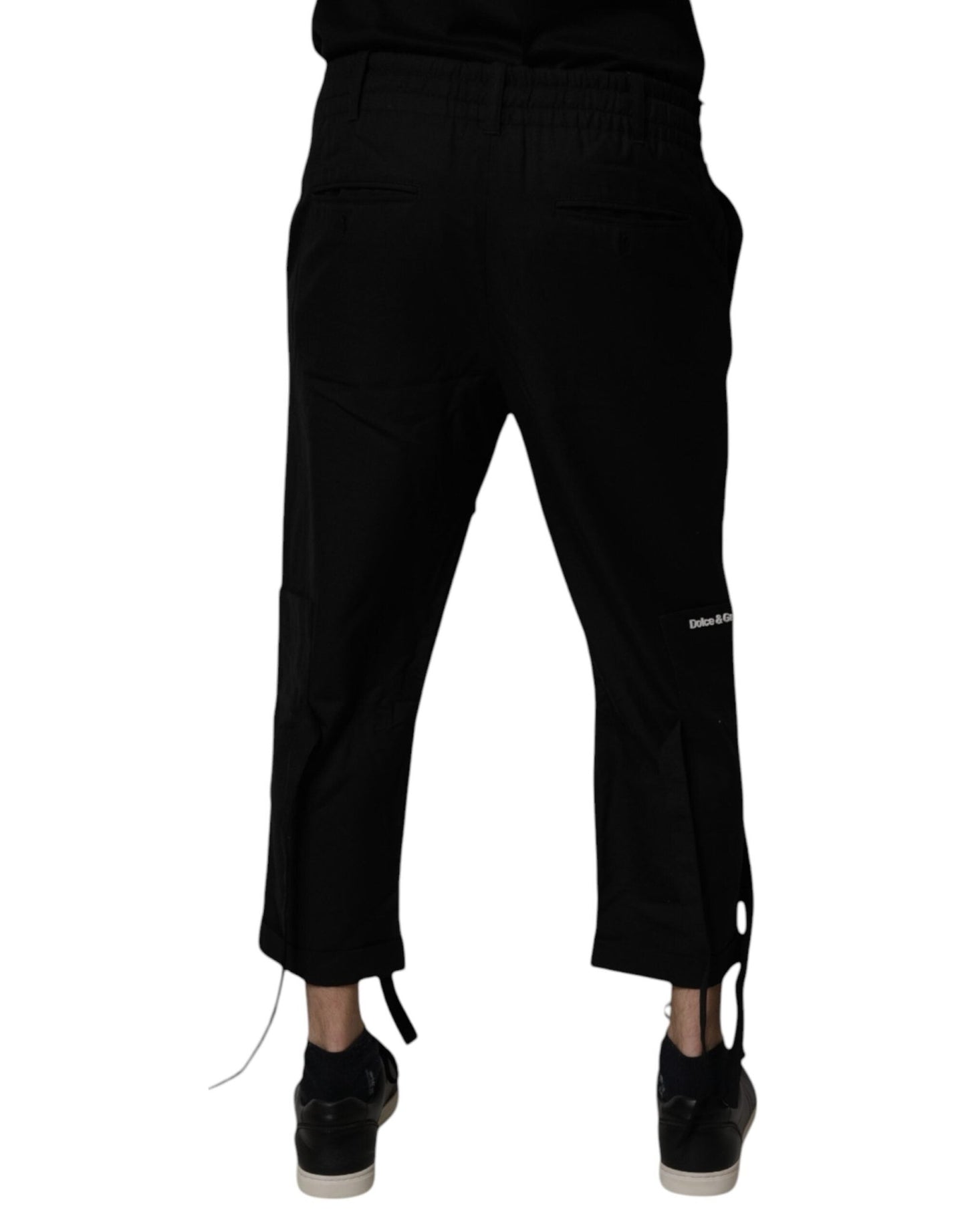 Dolce & Gabbana Black Polyester Men Cropped Pants - Sandy Store ByNet
