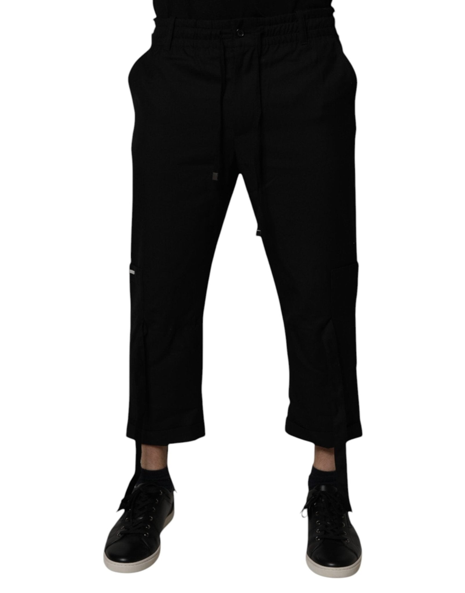 Dolce & Gabbana Black Polyester Men Cropped Pants - Sandy Store ByNet