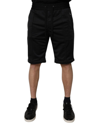 Dolce & Gabbana Black Polyester Mid Waist Men Bermuda Shorts - Sandy Store ByNet