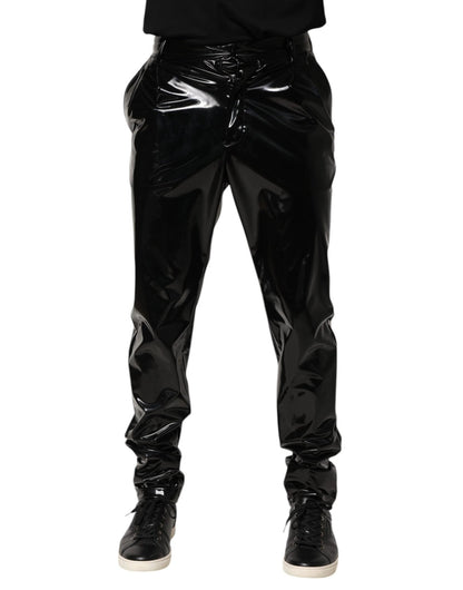 Dolce & Gabbana Black Polyester Mid Waist Men Trouser Pants – IT48 | M par Dolce & Gabbana | Disponible sur Sandy Store ByNet
