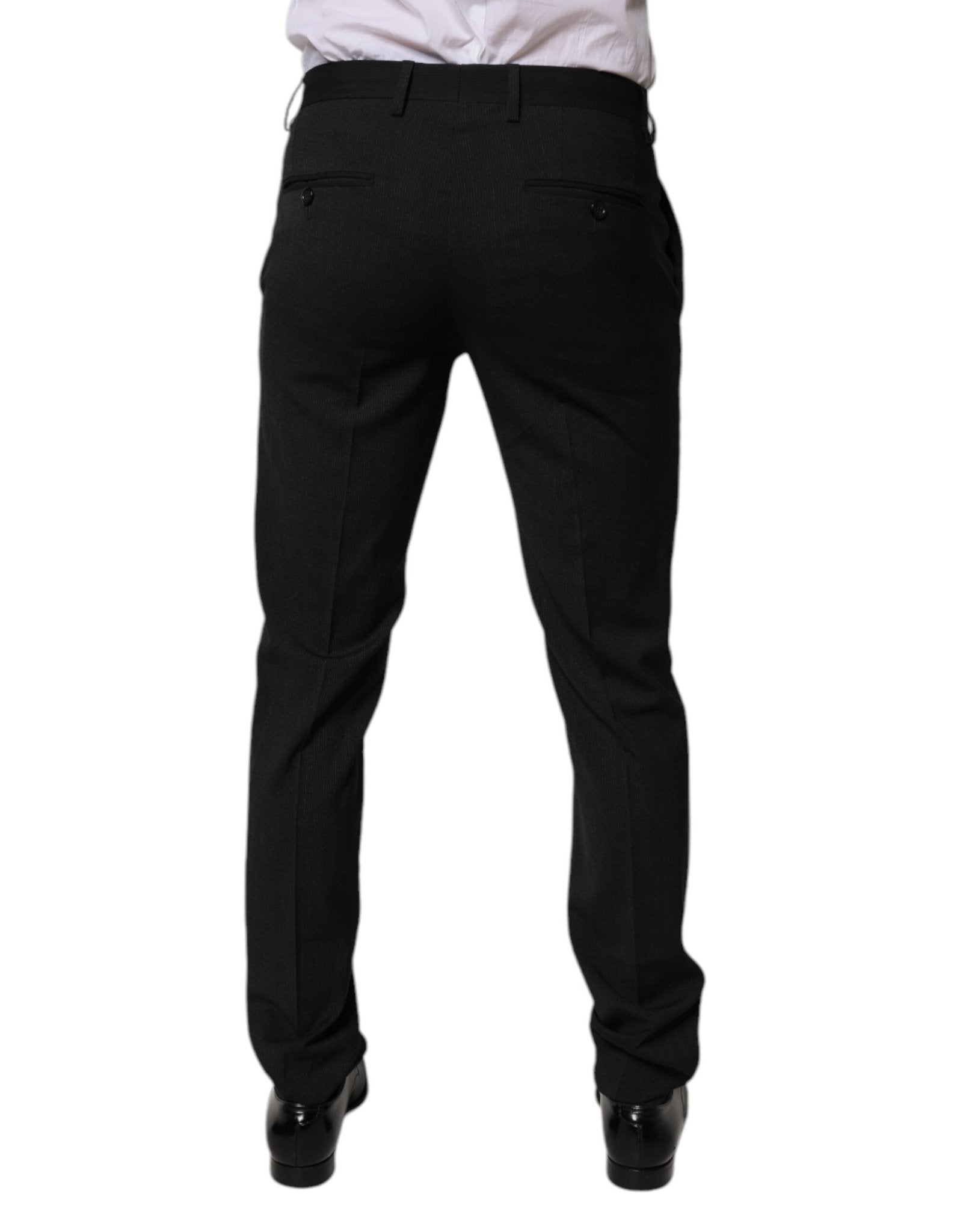 Dolce & Gabbana Black Polyester Tapered Formal Men Dress Pants - Sandy Store ByNet