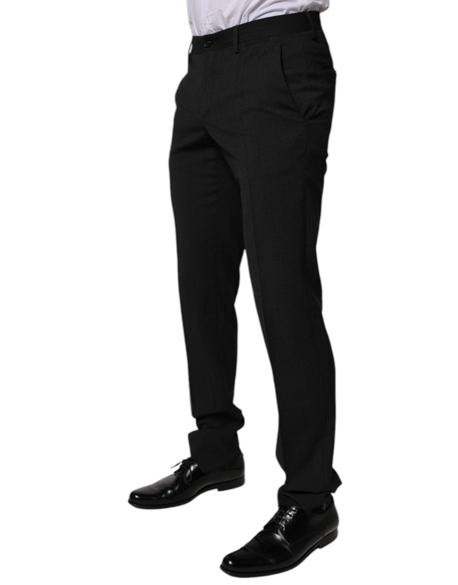 Dolce & Gabbana Black Polyester Tapered Formal Men Dress Pants - Sandy Store ByNet