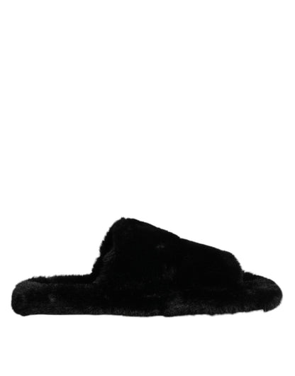 Dolce & Gabbana Black Polyester Velvet Slides Slipper Shoes – EU39/US6 par Dolce & Gabbana | Disponible sur Sandy Store ByNet