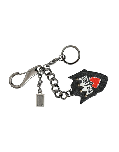 Dolce & Gabbana Black Prince Studs Logo Silver Brass Keychain Keyring – par Dolce & Gabbana | Disponible sur Sandy Store ByNet