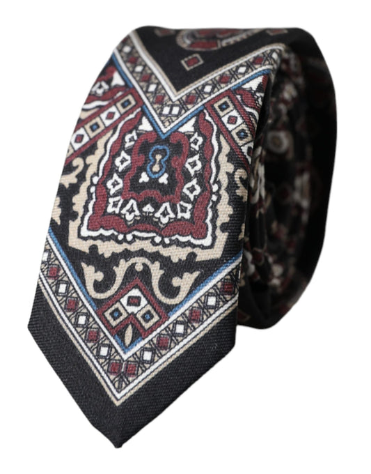 Dolce & Gabbana Black Printed 100% Silk Adjustable Men Tie – par Dolce & Gabbana | Disponible sur Sandy Store ByNet